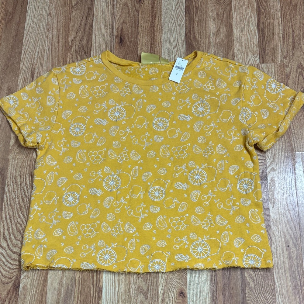 Maeve by Anthropologie fruit print yellow top size M